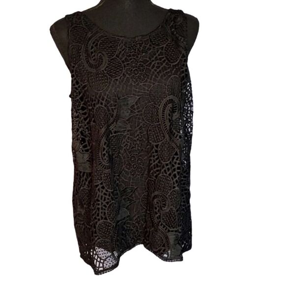 Ann Taylor Lace Crochet Open Back Tank Medium - Picture 1 of 5